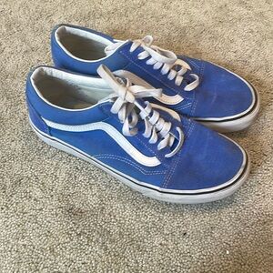 Blue and White Suede Vans Old Skool, size women’s 10  men’s 8.5